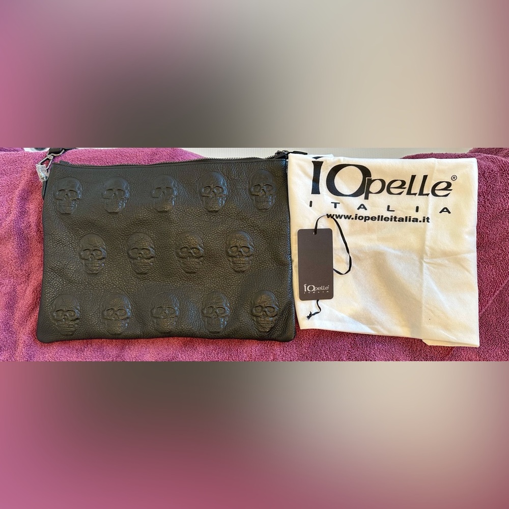 IO Pelle/Black Crossbody Bag/Skull Embossed Bag/Italian Leatherπ» π - Picture 8 of 15